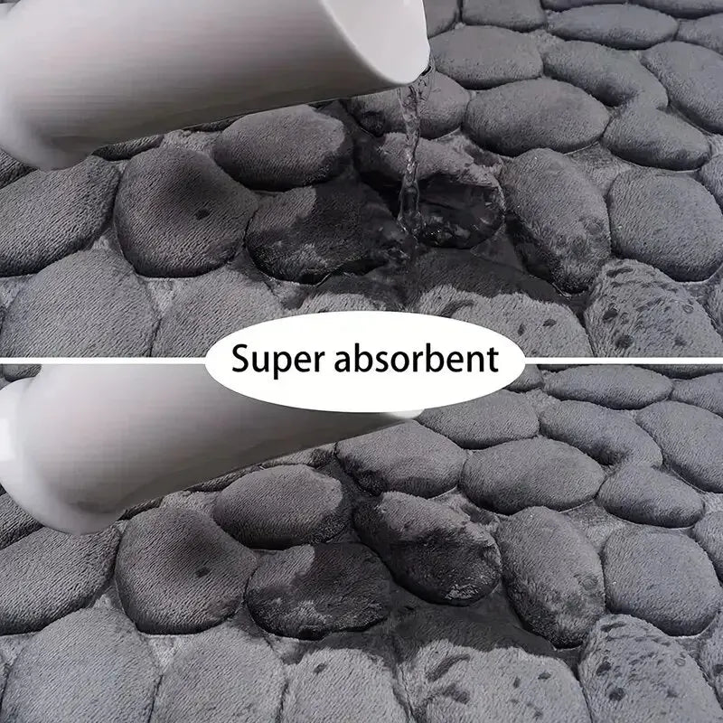 Embossed Microfiber Anti Slip Pebble Bath Mat